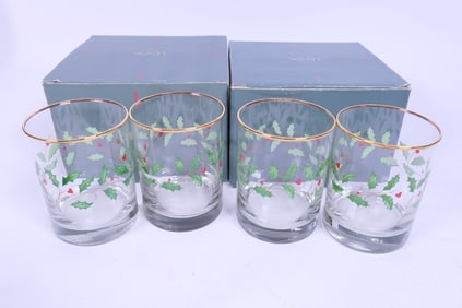Set of Eight Lenox Holiday Double Old Fashioned Glasses