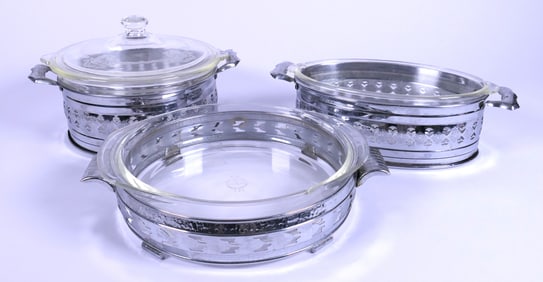 Three Vintage Casserole Servers