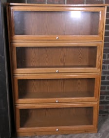 Oak Bookcase with Sliding Doors