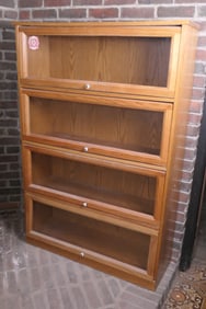 Oak Bookcase with Sliding Doors