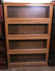 Oak Bookcase with Sliding Doors