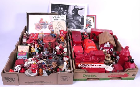 Two Boxes of Fire Fighter Decor
