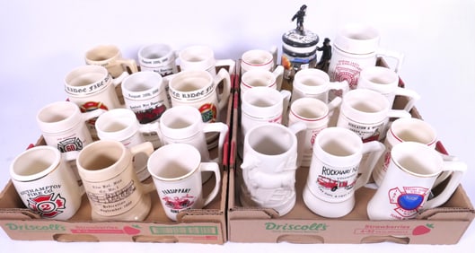 Two Boxes of Fire Fighter Ceramic Beer Steins