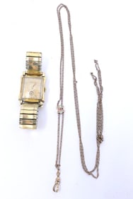 Gold Filled Hamilton Wristwatch and Edwardian Pocket Watch Chain