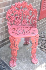 Cast Iron Red Garden Bench