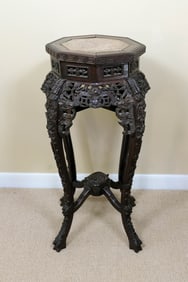 Hand-Carved Teak Art Pedestal