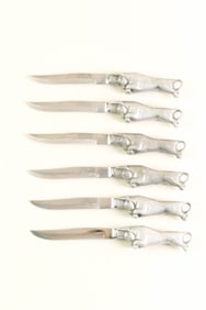 Set Of Six Bruce Fox Bull Handel Steak Knives