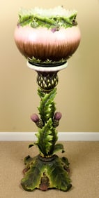 Majolica Dressler Jardiniere and Pedestal, Austria 1880's