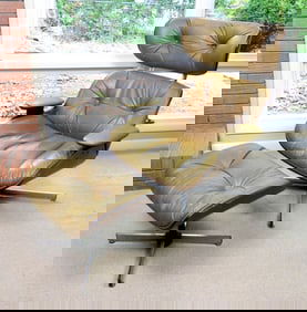 Eames Period Plycraft Chair and Ottoman Circa 1960