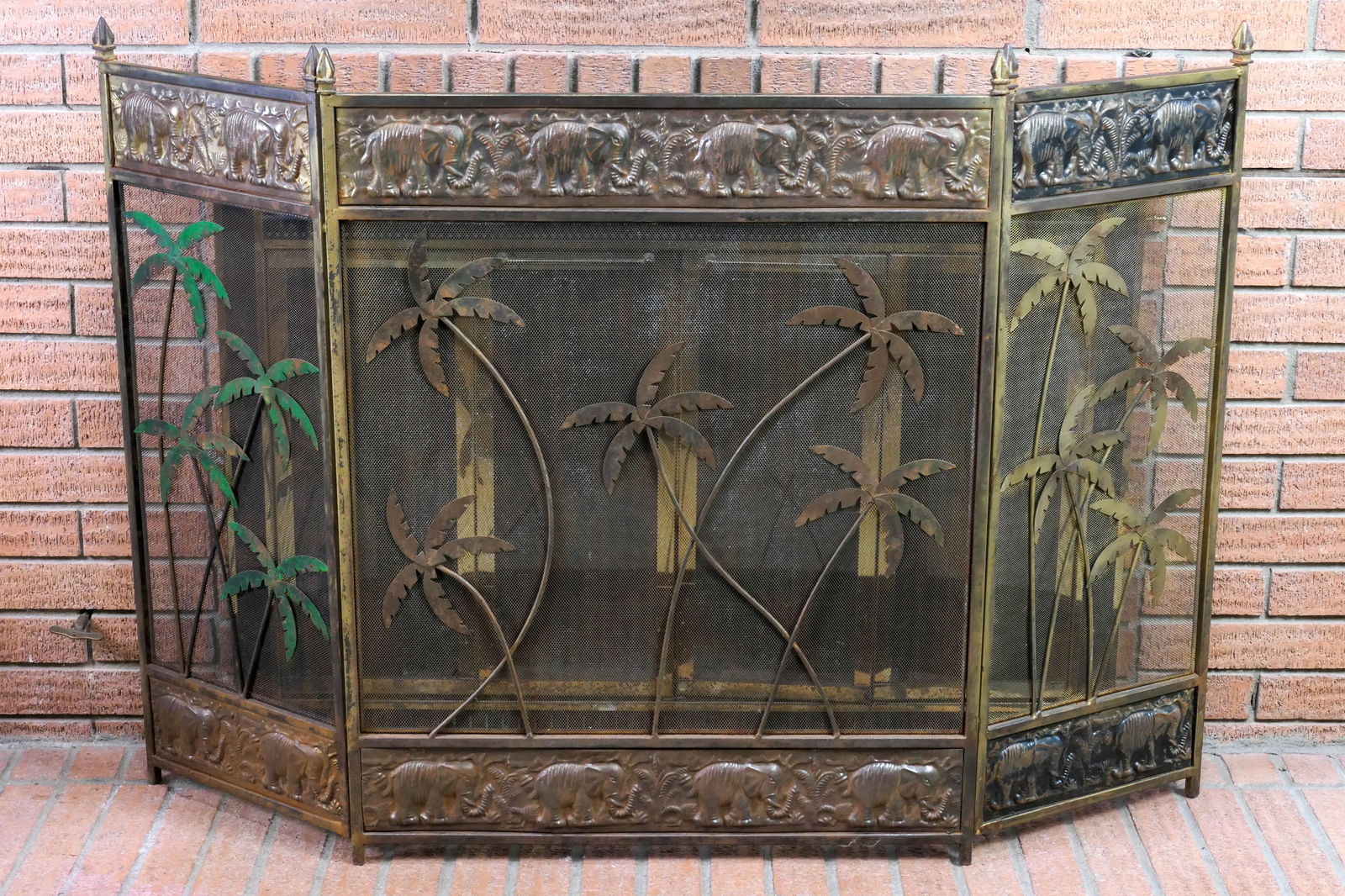 Palm and Elephant Fireplace Screen (1 of 9)