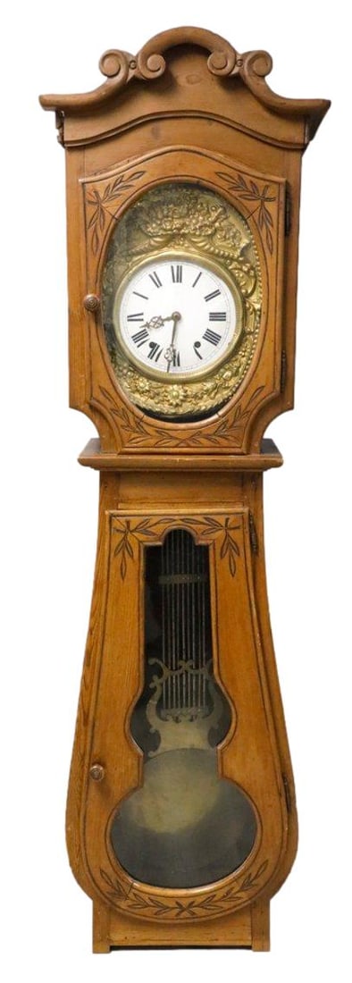 Two Piece Pine Freestanding Comtoise or Morbier Clock