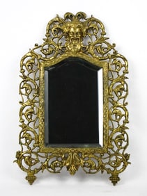 Cast Brass Rococo Wall Hanging Mirror with Bacchus