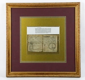 1775 Ten Pound Note in Frame