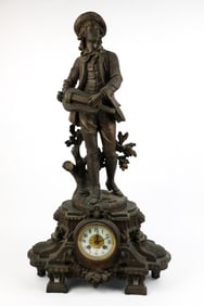 French Bronze-Like Figural Mantel Clock