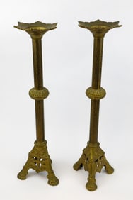 Pair of Ornate Footed Candlesticks