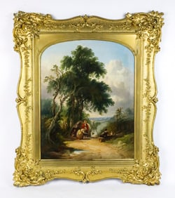 Joseph Horlor "The Gipsy Encampment" in Gilded Frame