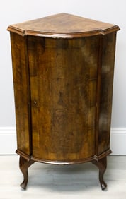 Burl Walnut Corner Cabinet