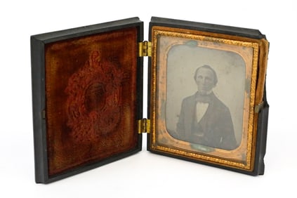 Antique Daguerreotype of Man in Hard Plastic Case