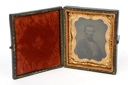 Encased Antique Daguerreotype of Man in Uniform