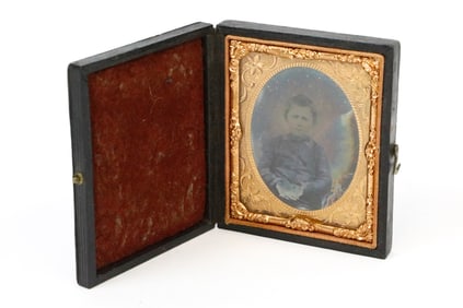 Encased Antique Daguerreotype of Sitting Boy