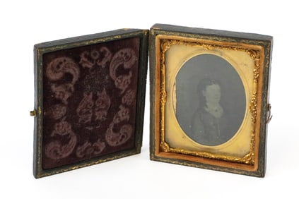 Antique Daguerreotype of Victorian Woman in Separated Case