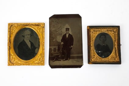 Two Antique Daguerreotypes and a Tintype Photo