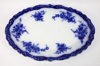 Flow Blue Stanley Pottery Platter in the Touraine Pattern