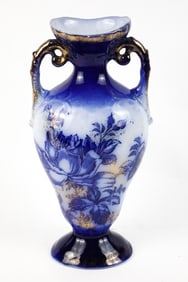 Double-Handled Flow Blue Vase