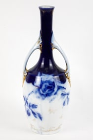 Flow Blue Double Handled Vase