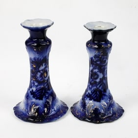 Two Flow Blue Candlesticks