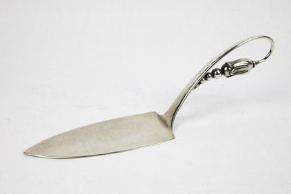 Antique Pie/Cake Server Marked O. Mogensen Sterling Denmark with Blossom Handle