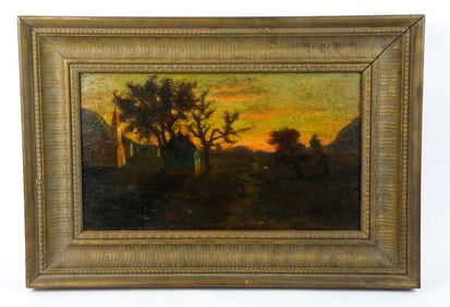 Antique Oil on Board titled "After Sundown" by Robert Lorraine Pyne