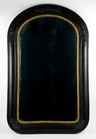 Arched Mahogany Finish Mirror with Ribbon Embellishment