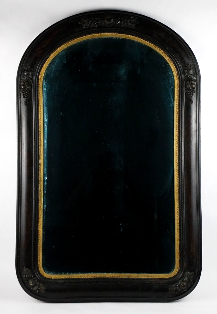 Arched Mahogany Finish Mirror with Ribbon Embellishment (1 of 12)