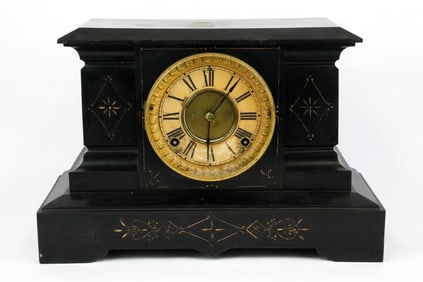 Ansonia Black Marble Mantel Clock