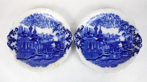 Two English Flow Blue Dishes