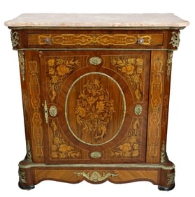 French Louis XVI Style Marble Top Cabinet