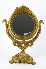 Gilded Cast Iron Tabletop Vanity Mirror