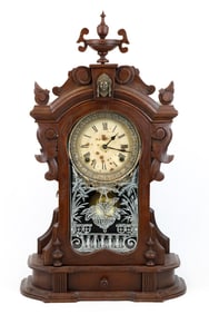 Ansonia Monarch Walnut Case Shelf Clock