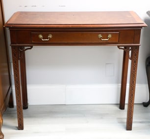 Chippendale Chinese Straight Leg Mahogany Finish Desk