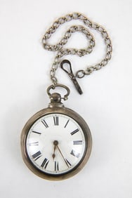 Sterling Case Bilson England Key Wind Pocket Watch on Chain