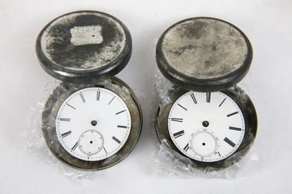 Pair of Unbranded Porcelain Pocket Watch Dials