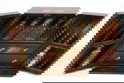 Circa 1860 English Style Mahogany Medicine Chest