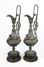 Pair of Spelter Victorian Decorative Ewers