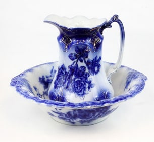 Victorian Ironstone Pitcher and Wash Basin