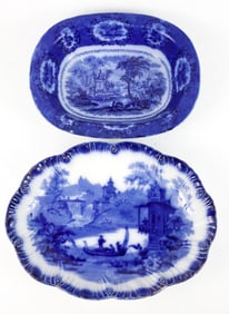 Two Flow Blue Ironstone Serving Bowls