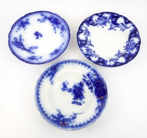 Three Flow Blue Bowls