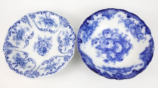 Two Flow Blue Serving Bowls 19th Century