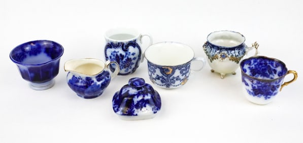 Set of Flow Blue Tea Dishes