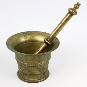 Antique Heavy Brass Mortar and Pestle